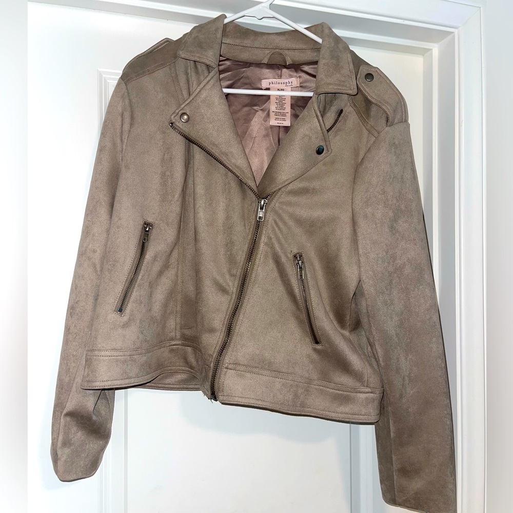 Philosophy Faux Suede Moto Jacket Sz XL